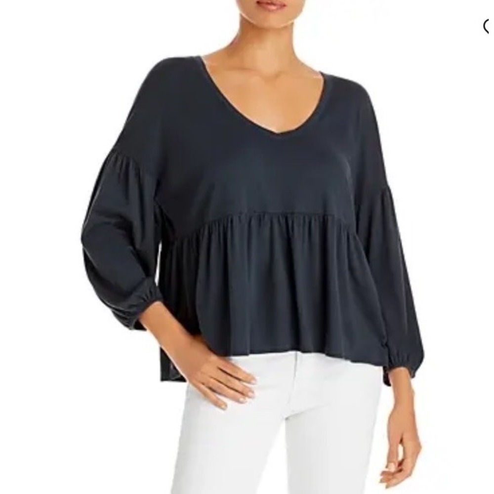 Rails‎ Black Long Sleeves Ruffle Luella Lightweight Top Minimalism Casual Size M